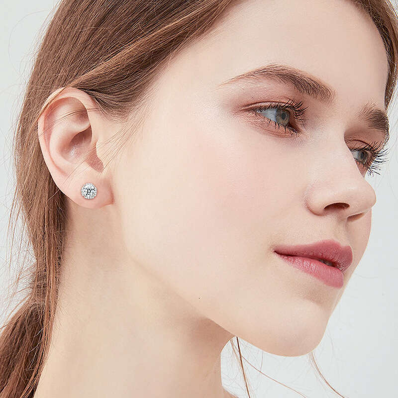 Tiktok Internet Celebrity INS Style Fresh And Elegant Moissanite For Women Pure Sier Platinum Plated Earrings Df0
