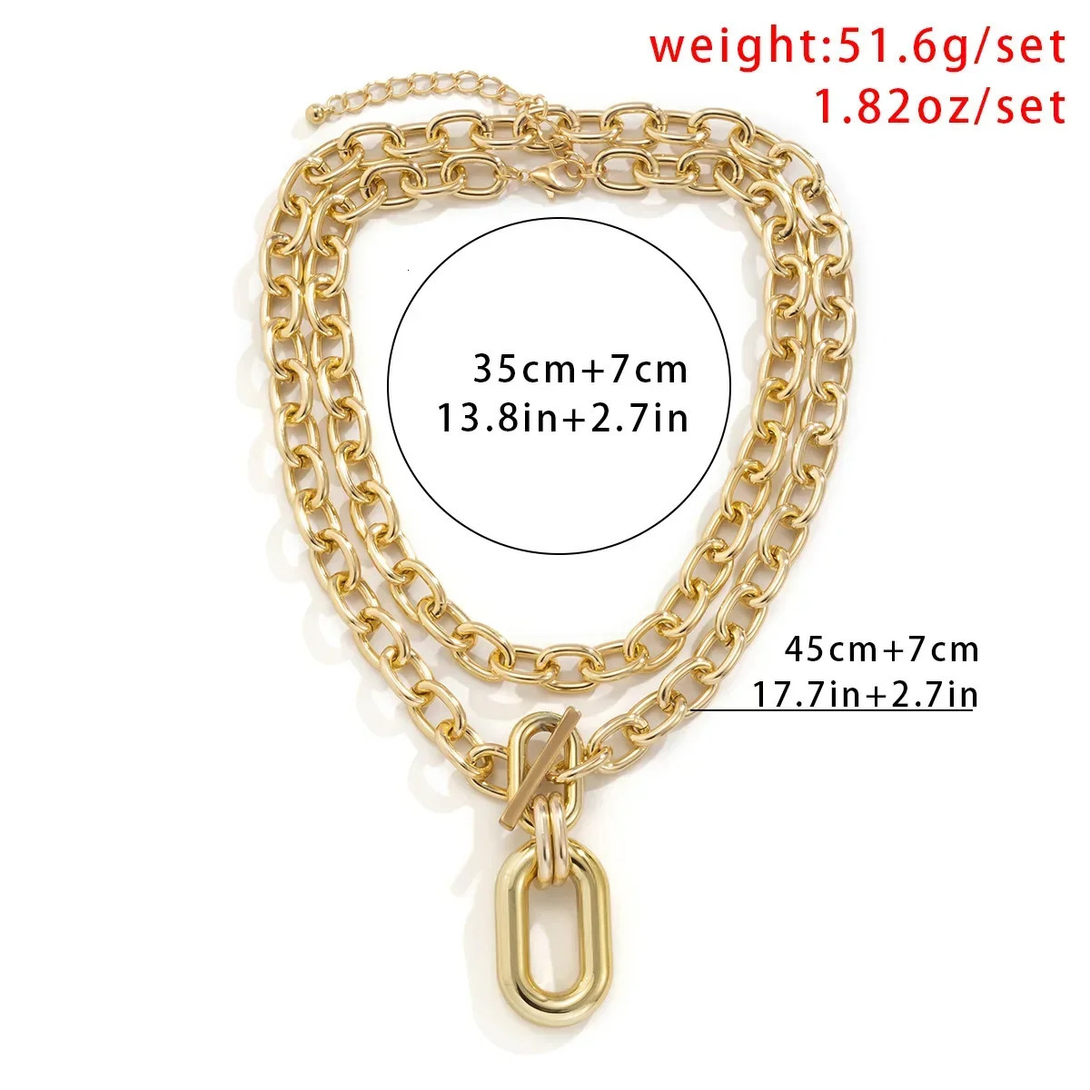 Exaggerate Big Double Layer Metal Chain Choker Necklace for Women Men Hip Hop Punk OT Buckle CCB Pendant Necklaces Jewelry Gifts 250716