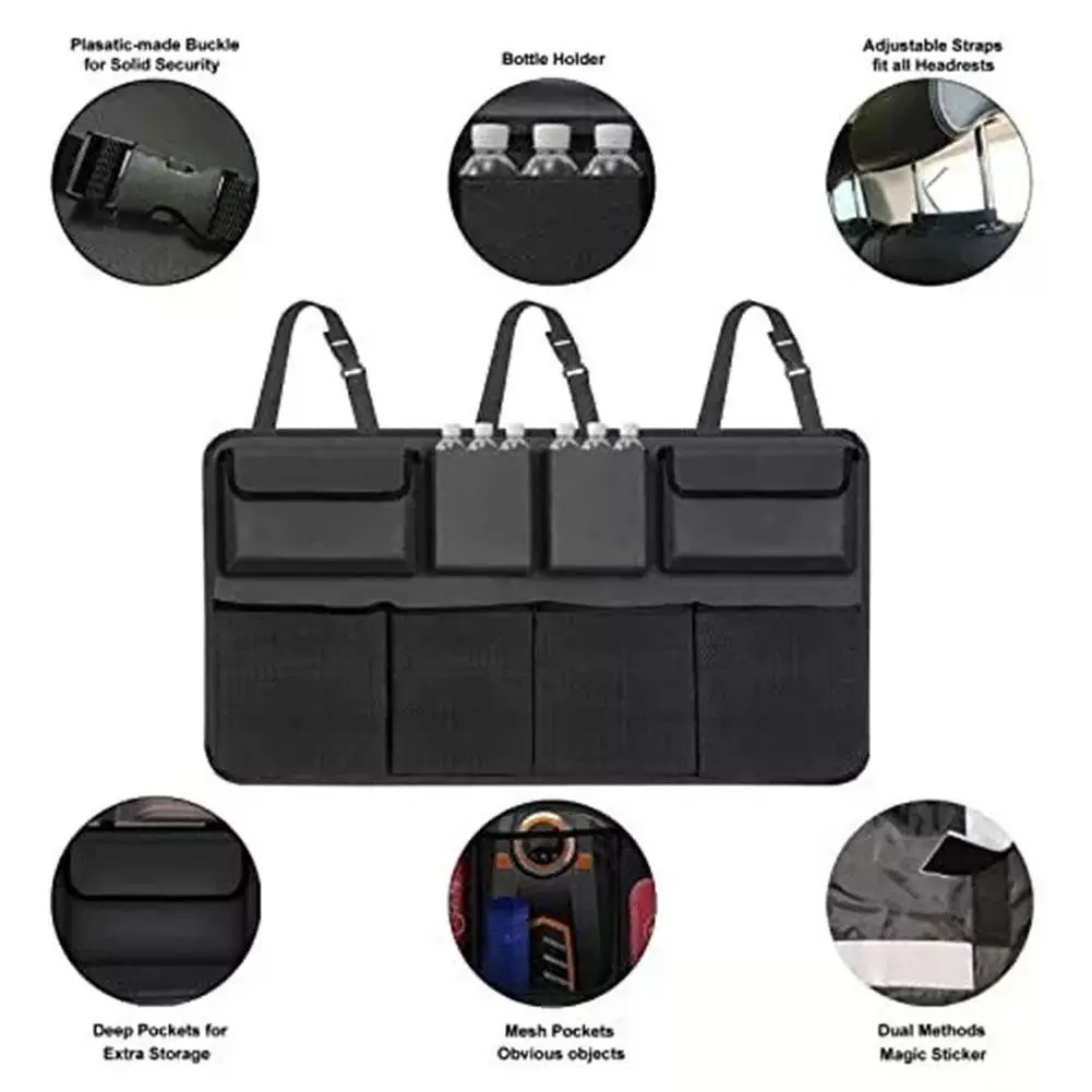 Car Trunk Organizer Adjustable Backseat Storage Bag Net High Capacity Multi-use Oxford Automobile Seat Back Organizers Universal 250715