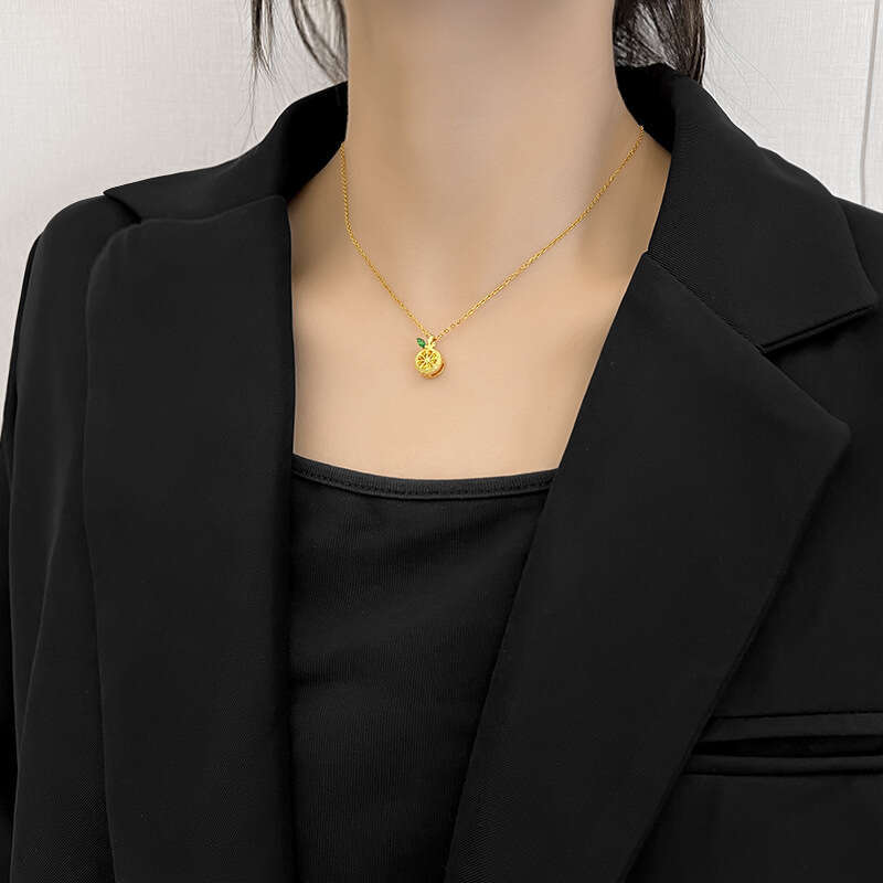 Titanium Steel Non-Fading Fresh Pendant Lemon Necklace Light Elegant Versatile Small Design Collarbone 2023 New Model 5D2