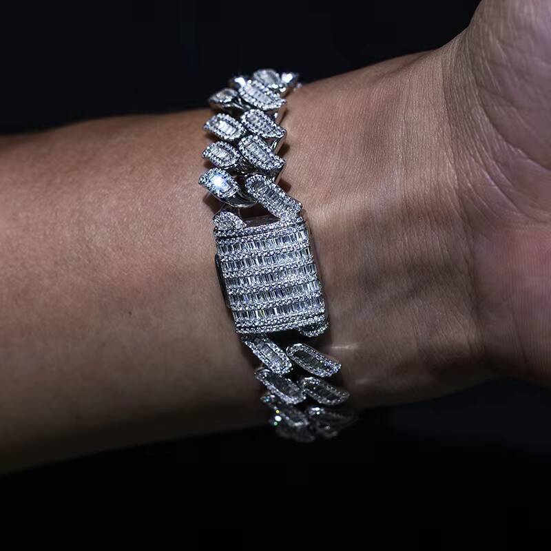 Hiphop Jewelry Cuban Necklace Ice Out Moissanite Cuban Link Chain