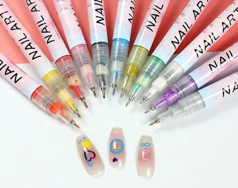 12pcs/Set Nail Art Graffiti Pen Nail Marker Drawing Abstract Lines Fine Detail Floral n Waterproof Nail Painting tools 250716