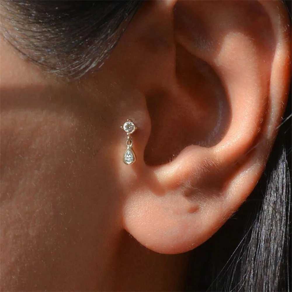 925 Sterling Silver 1pc Geometry Multi Piercing Stud Earrings For Women Gold Simple Elegant Tassel Jewelry Gift Earring y250715