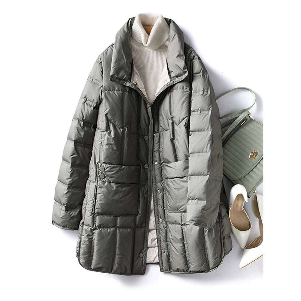 Janveny 2025 New Winter Women Lightweight 90% White Duck Down Jacket Ultra Light Warm Loose Puffer Feather Coat Female Parkas MDNG