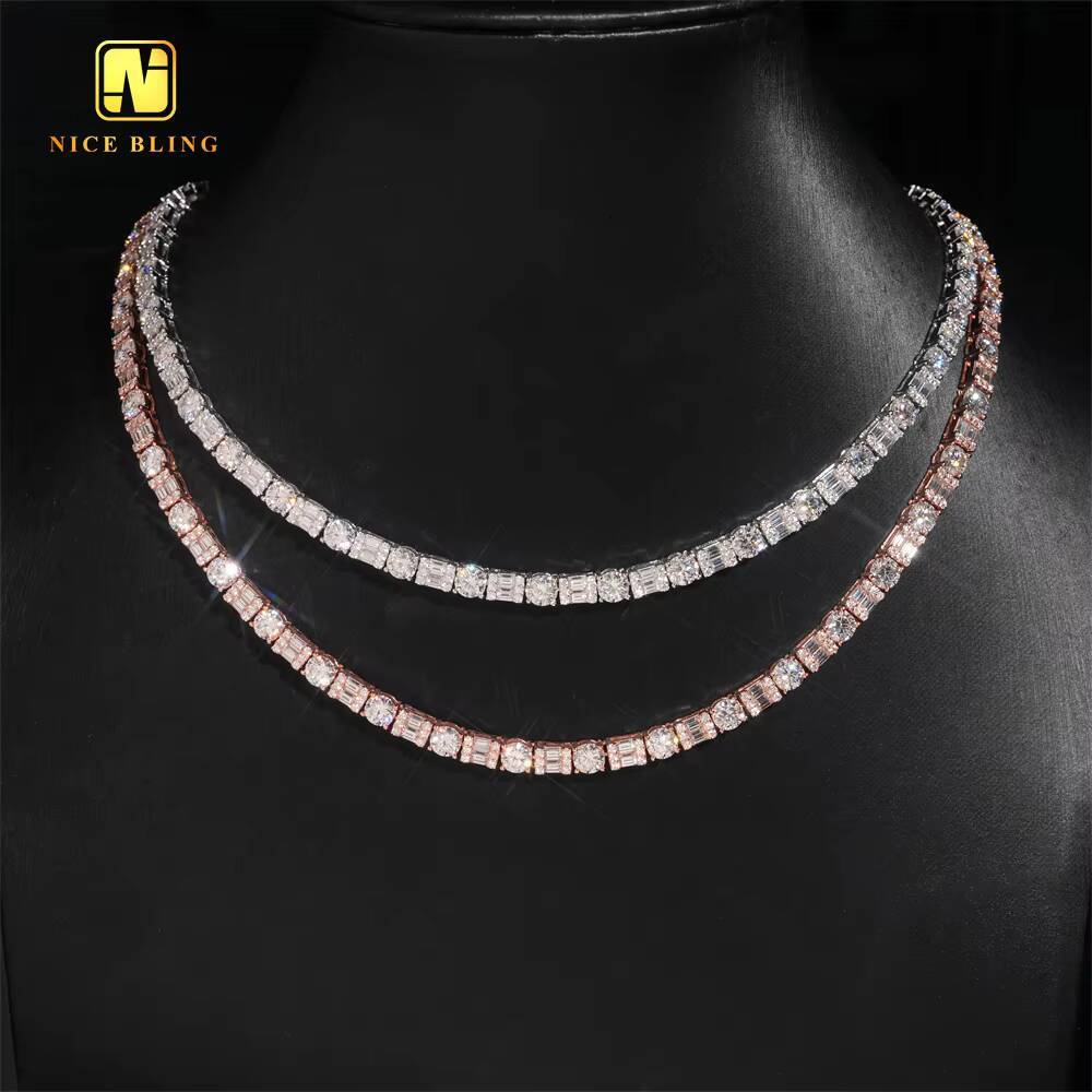 Marquise Emerald Oval Pear Cut VVS Moissanite 925 Silver Fashion Hip Hop Jewelry Iced Out Bracelet Blue Diamond Tennis Chain