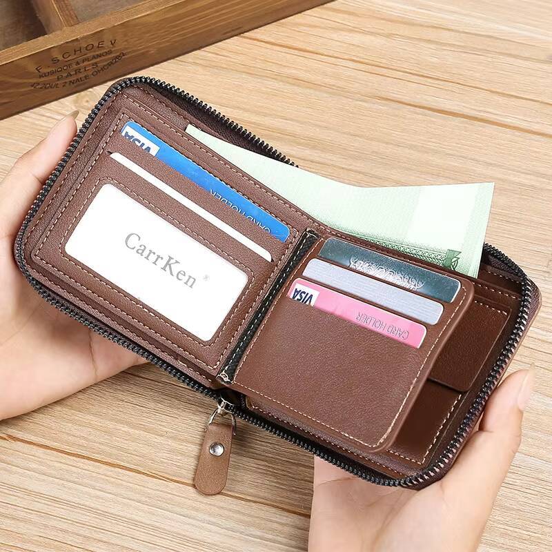 Mens wallet made of leather Wax oil skin purse for men Coin Purse Short Male Card Holder Wallets Zipper Around Money Bag 2022 ddmynov