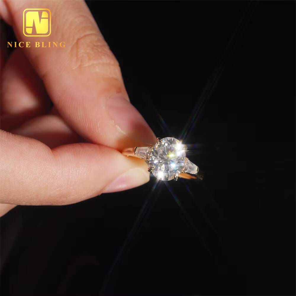 Fine Jewelry 14K Real Gold Diamond Wedding Rings Women Oval Cut Claw Setting VVS Moissanite Engagement Ring for Women