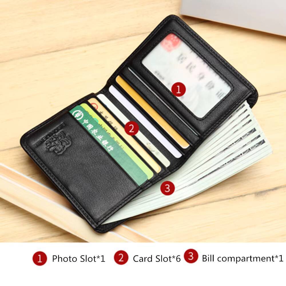 BISON DENIM Wallets Black Genuine Leather Purse For Men Business Card Holder Mens Wallet Mini N4429 ddmynov