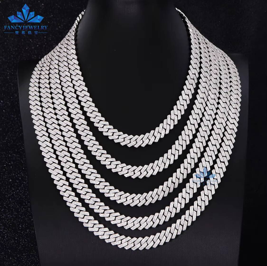 Fast Shipping VVS Moissanite Cuban Link Necklace 925 Sterling Silver Moissanite Chain Cuban Link Chain