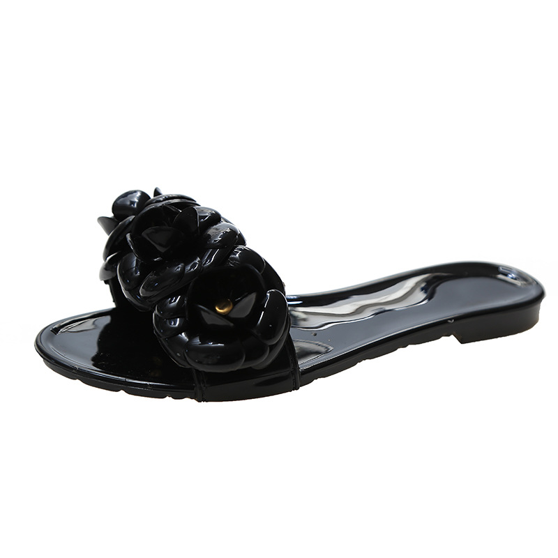 Fashion Forward Womens Slip-On Beachwear: Elegant Camellia Design with Enhanced Grip Footwear