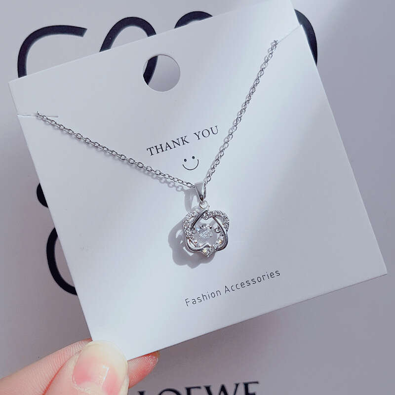 Korean Style Niche Design Smart Necklace For Women, Elegant And Simple Four-Leaf Clover Pendant Clavicle Chain Geometric Choker Jewelry 560