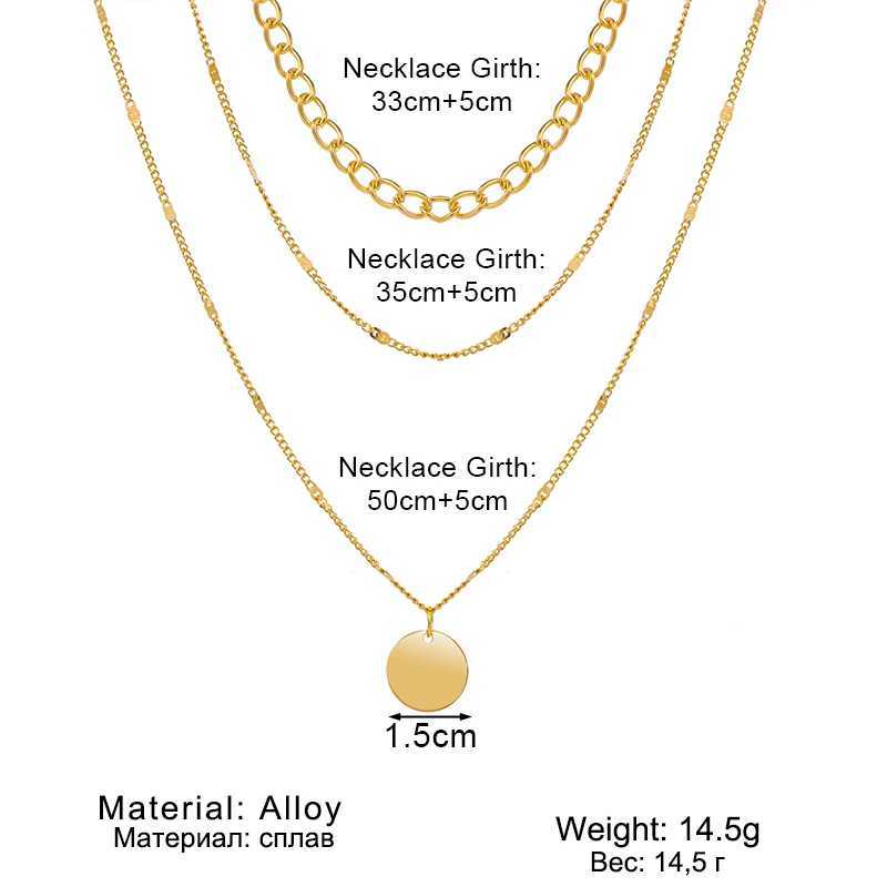 Vintage Pendant Necklace for Women Gold Color Chain Multilayer Bohemian Coins Necklaces Girls Collier Femme Collares Jewelry XJ250717