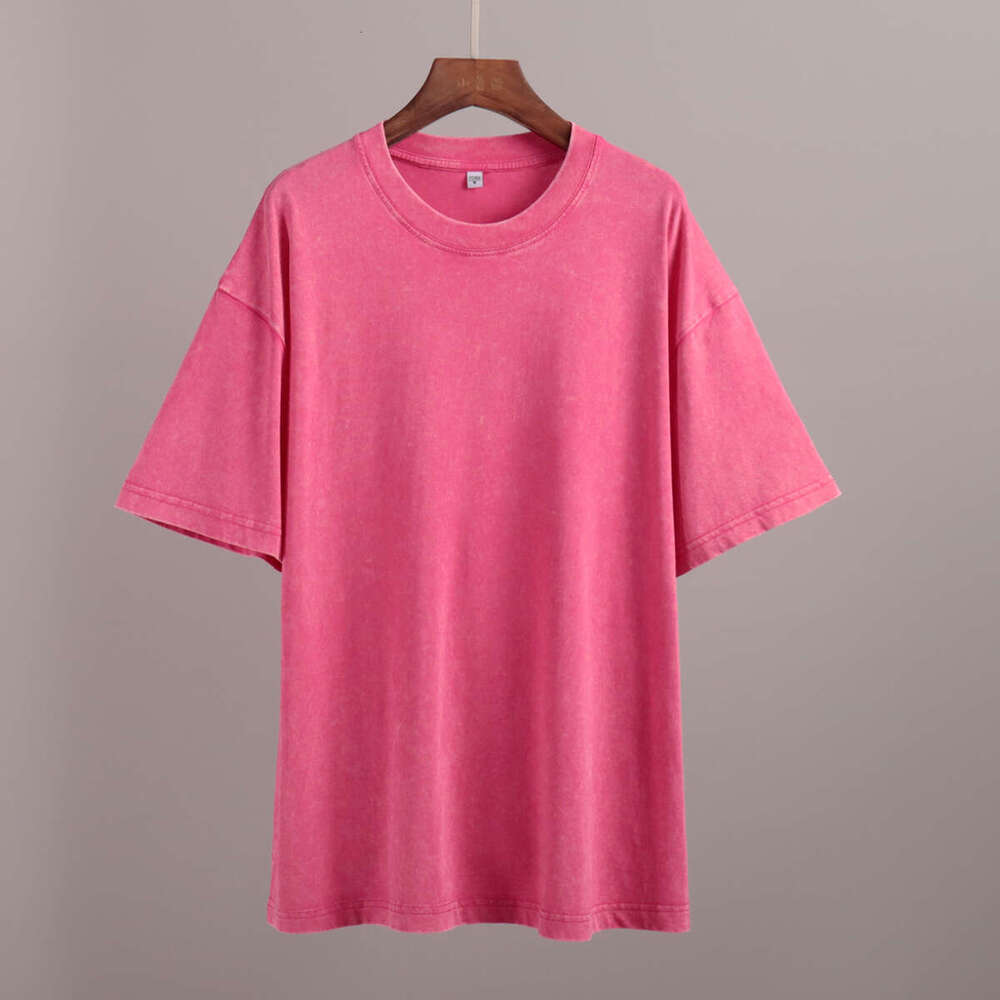 Vintage Summer Loose Fit Casual Crew Neck Washed Brushed Short Sleeve T-Shirt B5