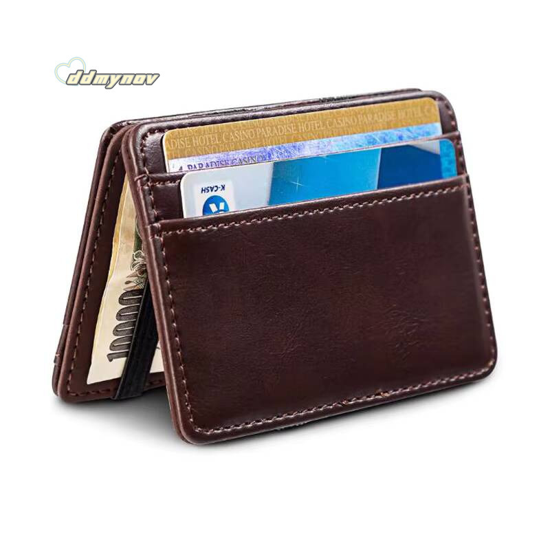 New Arrival High Quality Leather Magic Wallets Fashion Small Men Money Clips Card Purse Thin Cash Holder 3 Colors ddmynov