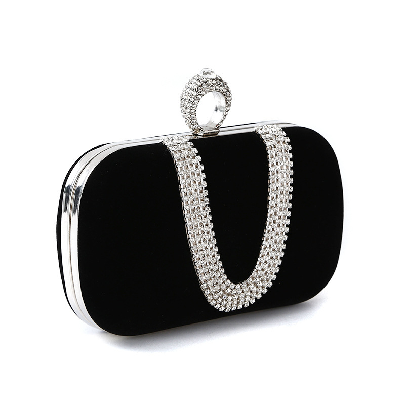 Free Shipping Designer Luxury Women's Evening Bag U-shaped Diamond-studded Handmade Banquet Clutch Makeup Dress Bridal Bag Fashion Handbag