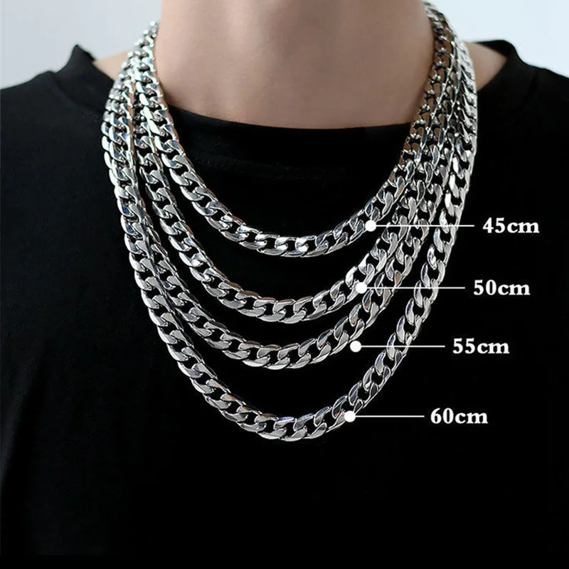 1pcs Basic Punk Stainless Steel 10mm Width Curb Cuban Necklace For Men Women Silver Color Link Chain Chokers Solid Metal Jewelry 250717
