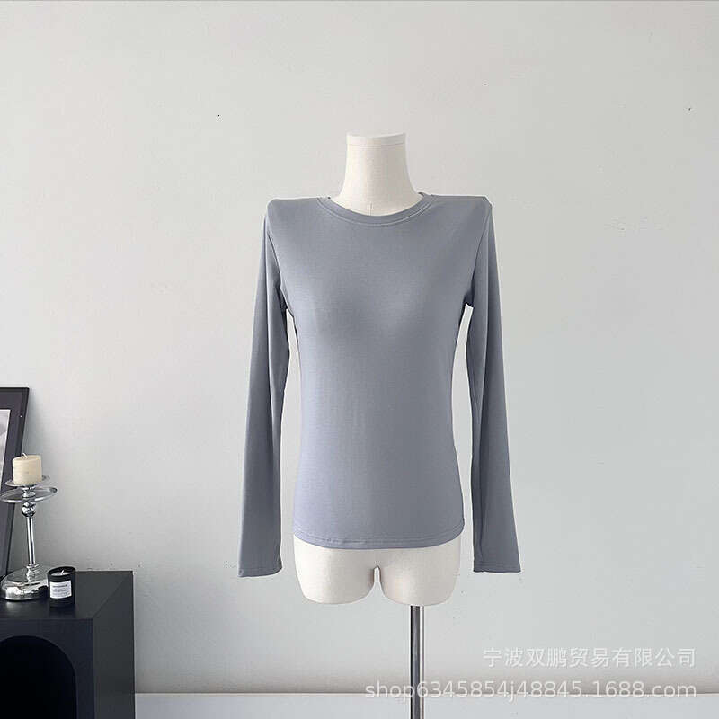 New Modal Knitted Long Sleeve Women's Slim Fit Basic Solid Color Base T-Shirt B5