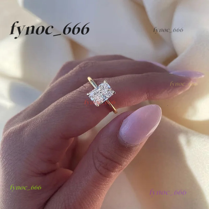 Minimalist 1-3ct Radiant Cut Moissanite Ring 925 Sterling Silver Engagement Solitaire Rings for Women Gold Plated Handmade Gifts