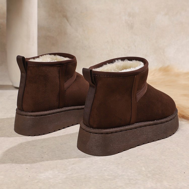 Free delivery designer fashionable plus size European and American winter new style big toe snow boots with thick sole and plush thickening black