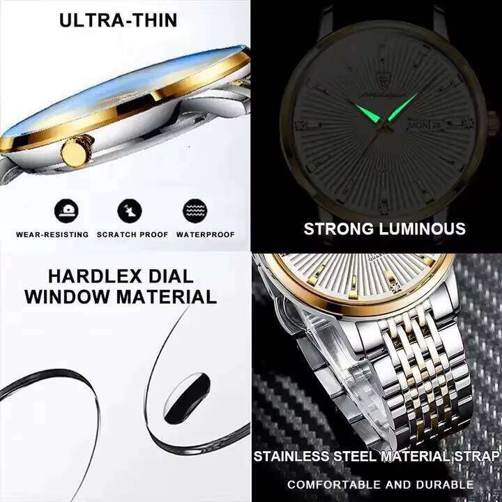 DHwatches Men's Business Watch - 50M Waterproof Stainless Steel Quartz Wristwatch with Date & Luminous (Model 994)