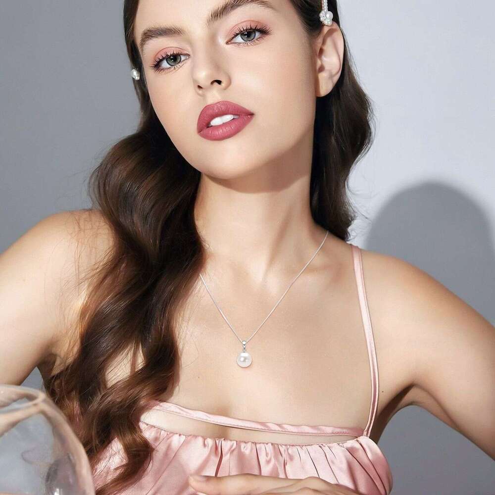 Fashion Small Light Bulb Necklace S Pure Sier Simple Versatile Single Freshwater Pearl Pendant Valentine's Day Qixi Festival Gift 6B5