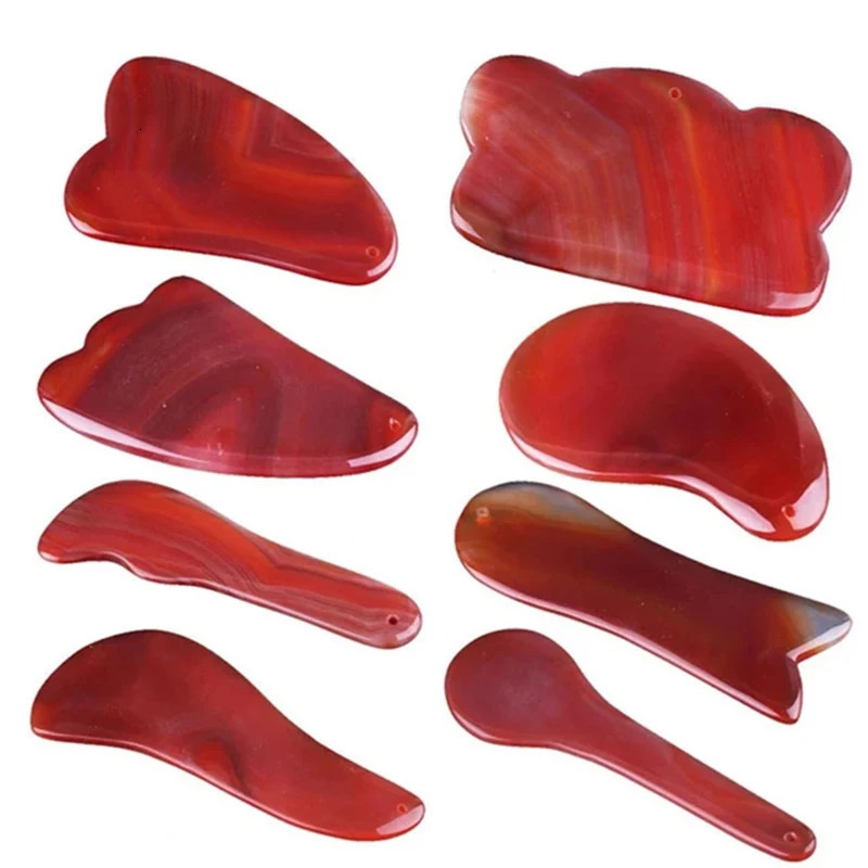 Natural Red Agate Board Jade Massager Gouache Scraper Facial Body Guasha Sap Cupuncture Point Massage Skin Care 250716