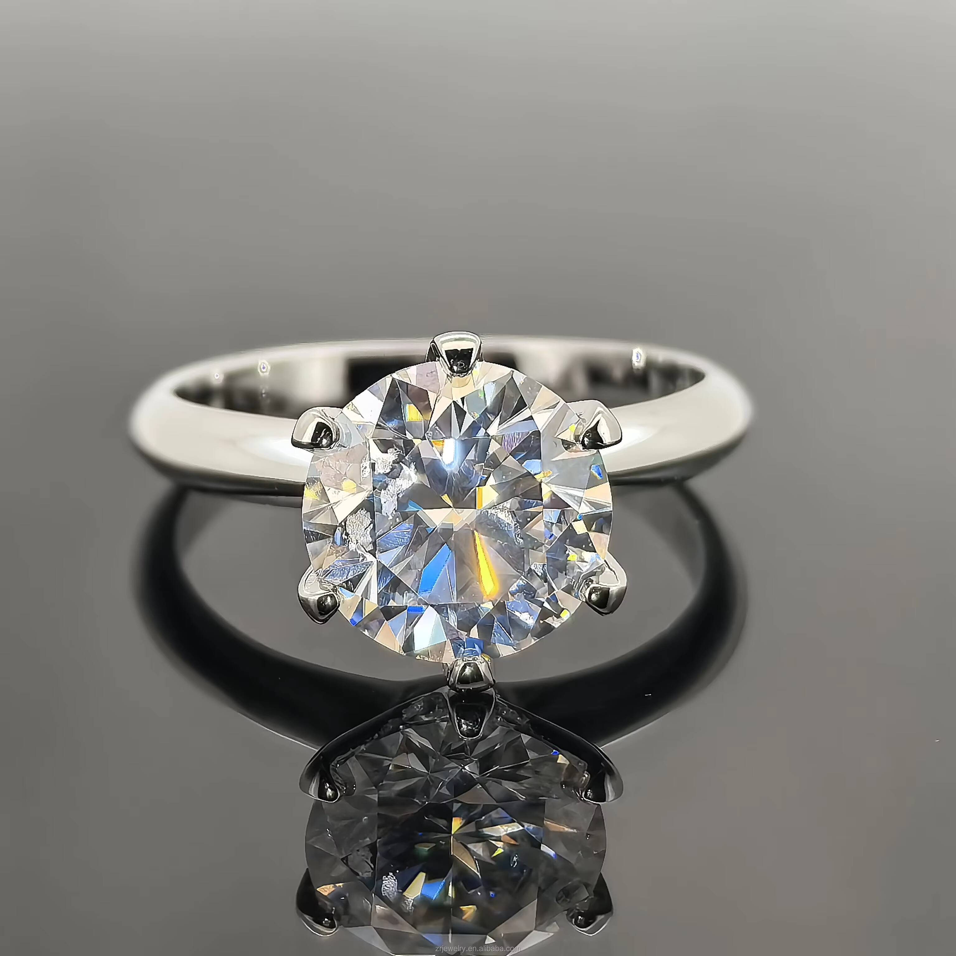 Wholesale 5ct Solitaire Oval Moissanite Ring Gra Certified Emerald Round Radiant Diamond Jewelry Engagement Moissanite Ring