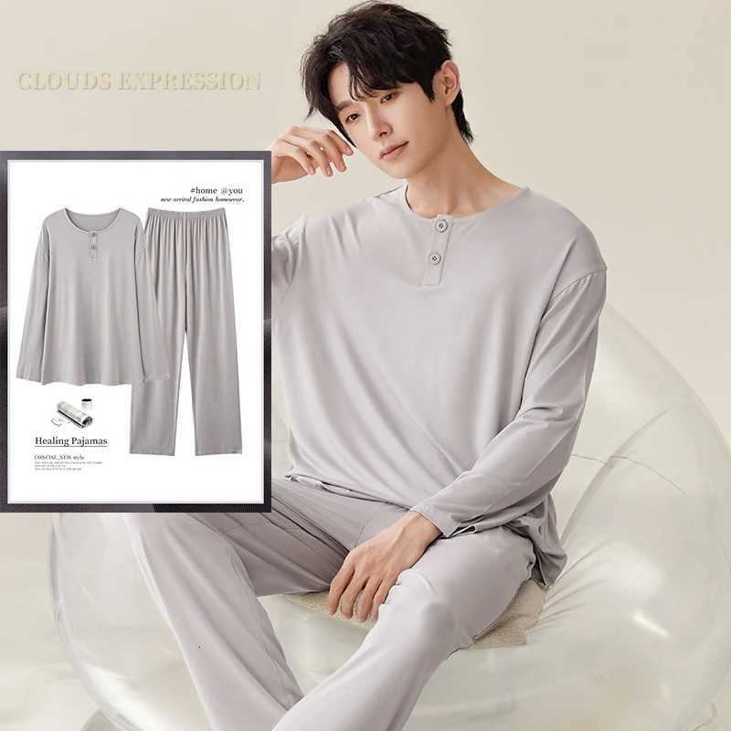 Spring Autumn Knitted Pjs Long-sleeved Mens Pajama Sets Male Pajamas Plaid Loungewear For Masculine Sleepwear Home PJ Clothing W250717