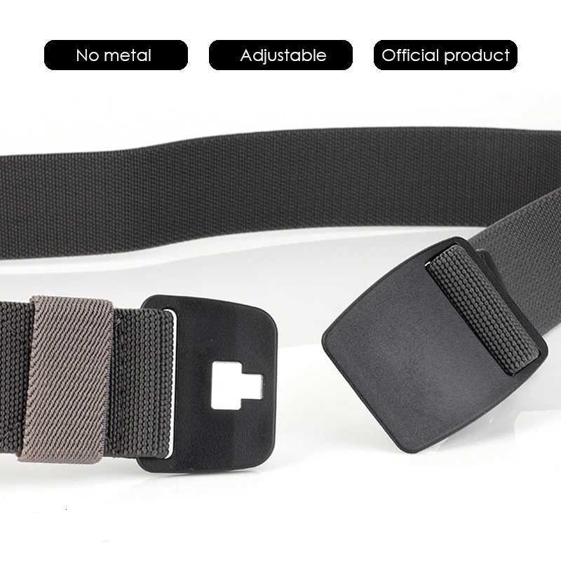 Metal-Free Stretch Belt High Quality Hard Nylon Quick Release Buckle Airport Working Belt Strong Nylon Unisex Elastic Belt Men W250717