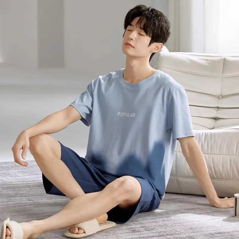 Pajamas Mens Summer Short Sleeve Shorts Sleepwear Cotton Simple Nightwear Youth Casual Striped loungewear set mens pajama set W250717