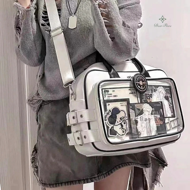 Y2K Cute Lolita Ita Bag Large Capacity Shoulder Crossbody Bag Kawaii Girls Transparent Messenger Bag DIY Display Casual Handbags 250714