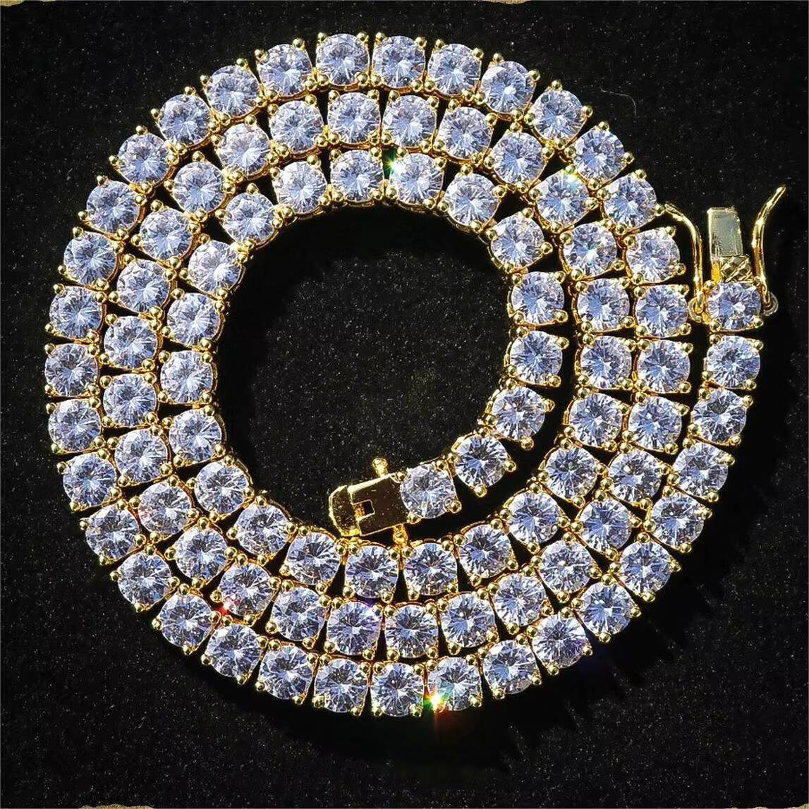 Hot Selling 4mm Tennis Chain Necklace Custom Iced Out Vvs Diamond 925 Silver Moissanite Tennis Chain