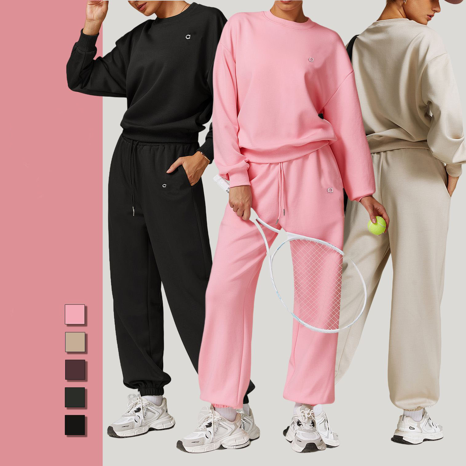 Yoga Set Sweatshirt Loose Long Sleeved Round Neck Top Gym Sweatwear Unisex Casual Sweat Tops Women clothes Sportswear women clothes Sets