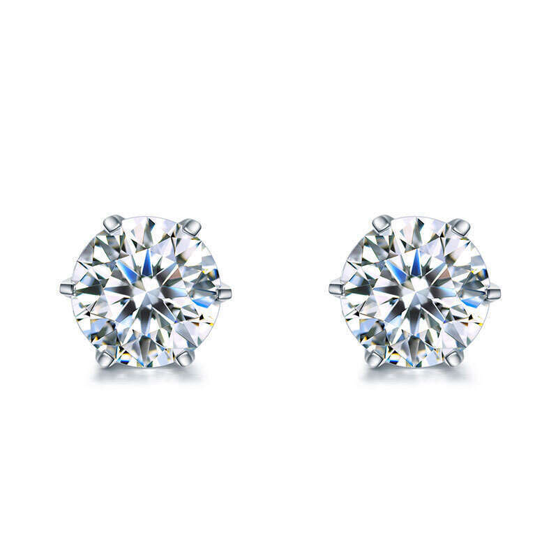 Moissanite Classic Six-Prong Elegant Zircon Unisex Earrings 141