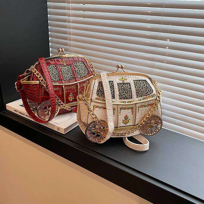 Branded Royal Carriage Evening Clutch Purses For Women Embroidery Dinner Party Cross Body Bag Gorgeous Crocodile Handbags