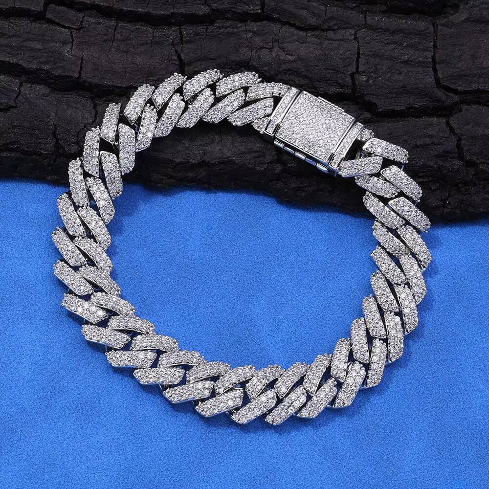 High Quality 10MM 925 Silver VVS Moissanite Cuban Chain Passed Diamond Tester Iced Out Hip Hop Necklace for Men Women