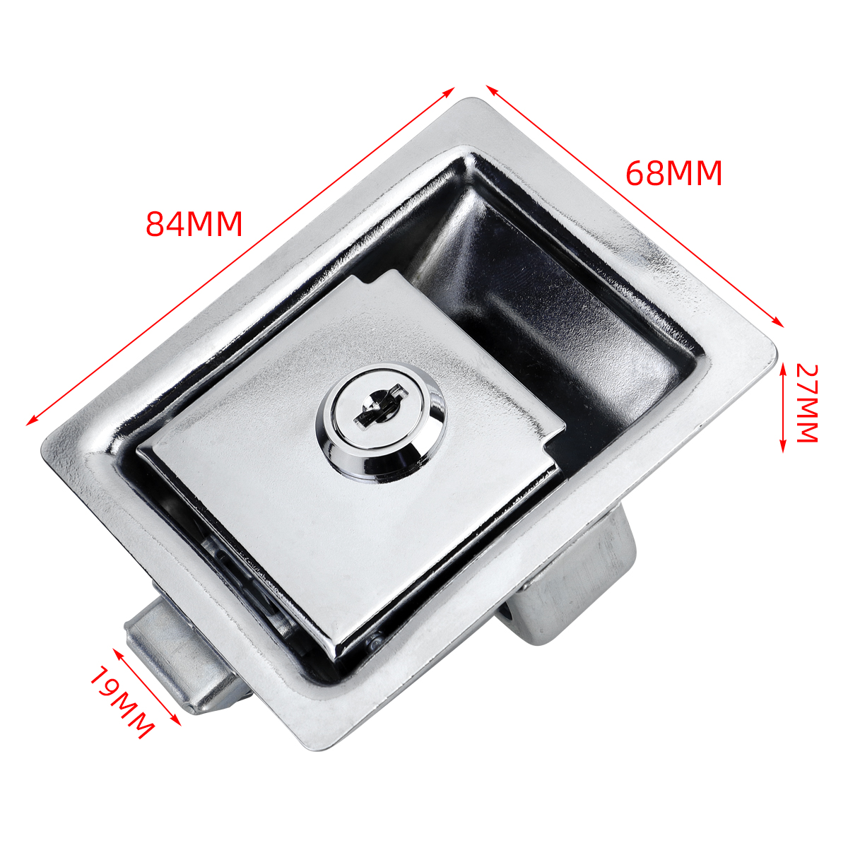 2 PCS Flush Mount Paddle Handle Stainless Steel Locking Door Latch RV Paddle Entry Interior Handle Knob Deadbolt Toolboxes and Compartment Silver