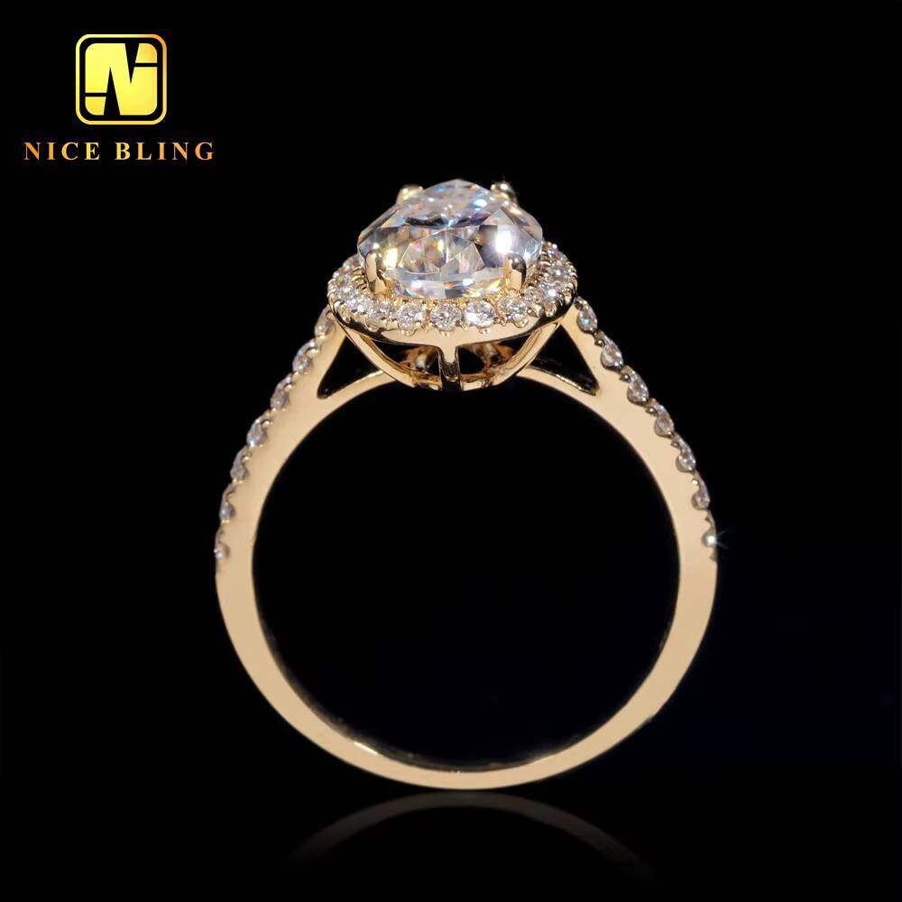 14K Gold Diamond Rings Women Cheap Price VVS Moissanite Pear Cut Ring Moissanite Engagement Ring for Women