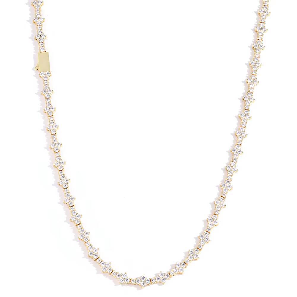 OEM Supplements Wholesale Bulk Custom Tennis Chain Necklace Gold Plated Jewelry for Men with Black Zircon