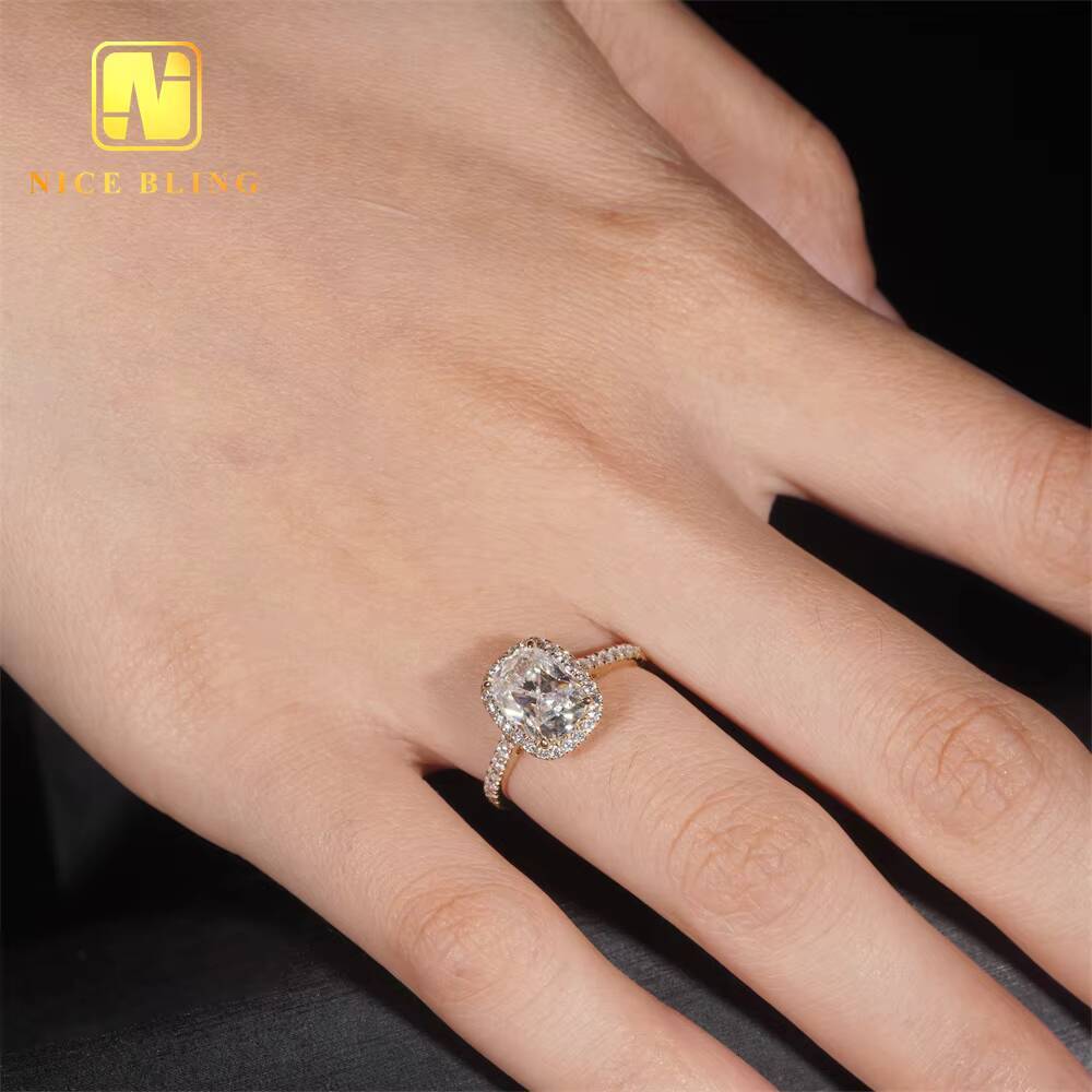 Diamond Wedding Rings Women VVS Moissanite 14K Gold Cushion Cut Ring Moissanite Engagement Ring for Men Women