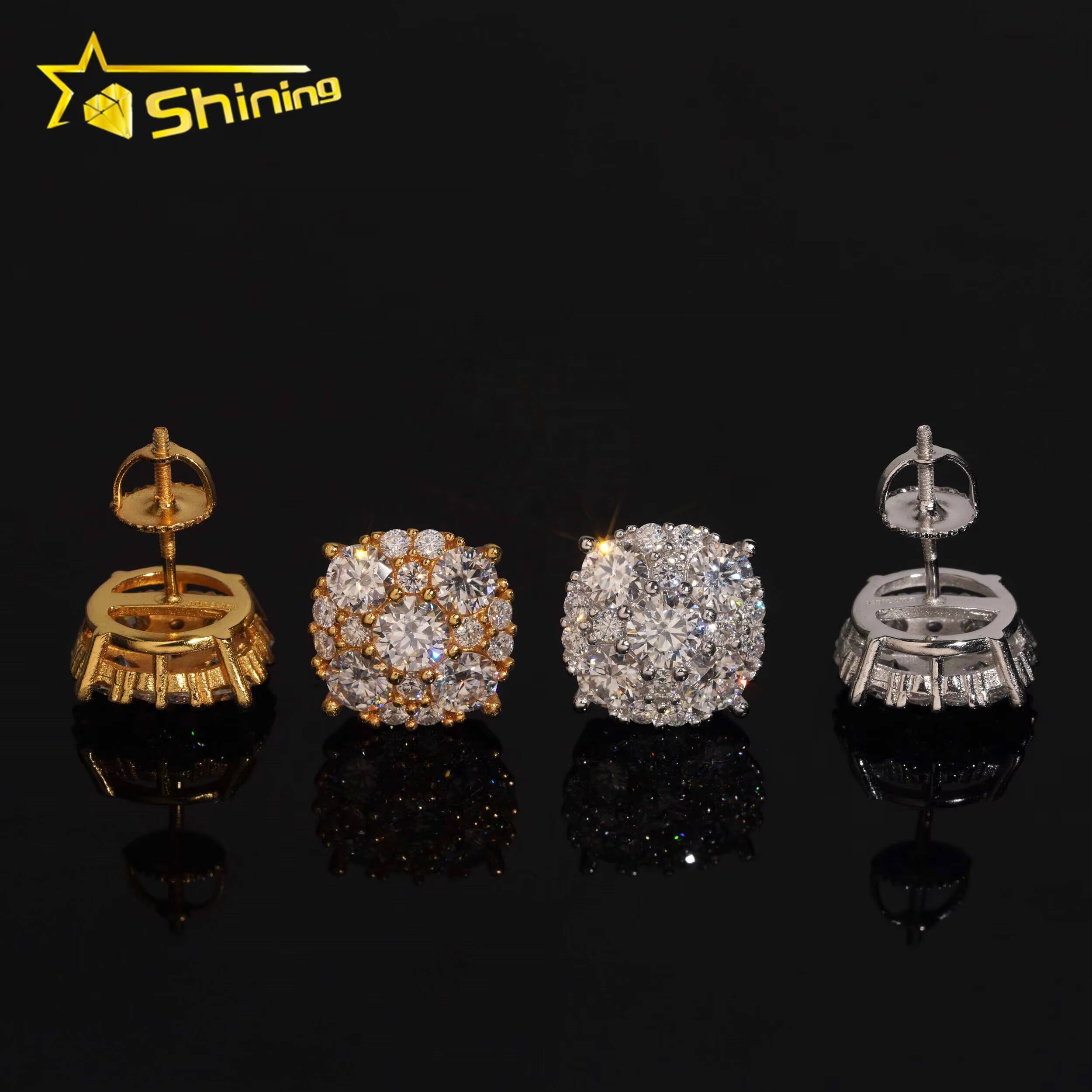 Hot Sale Pass Diamond Tester D VVS Moissanite Diamond Earrings Screw Back 925 Silver Hip Hop Stud Earring for Men and Women