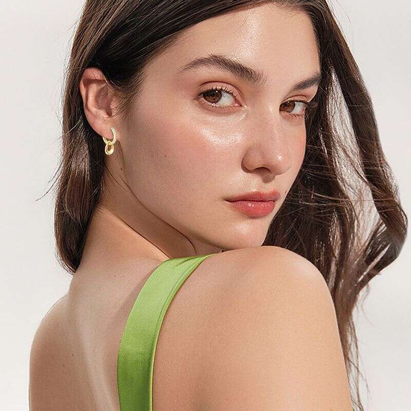 Korean Style Dongdaemun Fashion Double Hoop Moissanite Light Earrings For Women S Pure Sier Ear Jewelry 725