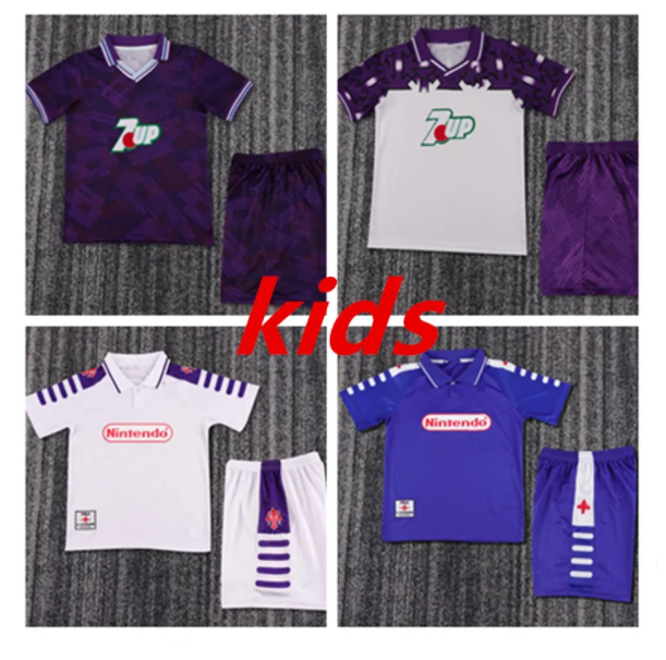 kids classic FLORENCE Soccer jerseys Sweatshirt 1989 90 98 99 00 BATISTUTA R.BAGGIO DUNGA Retro kids FiorentinaS Football shirt chandal futbol