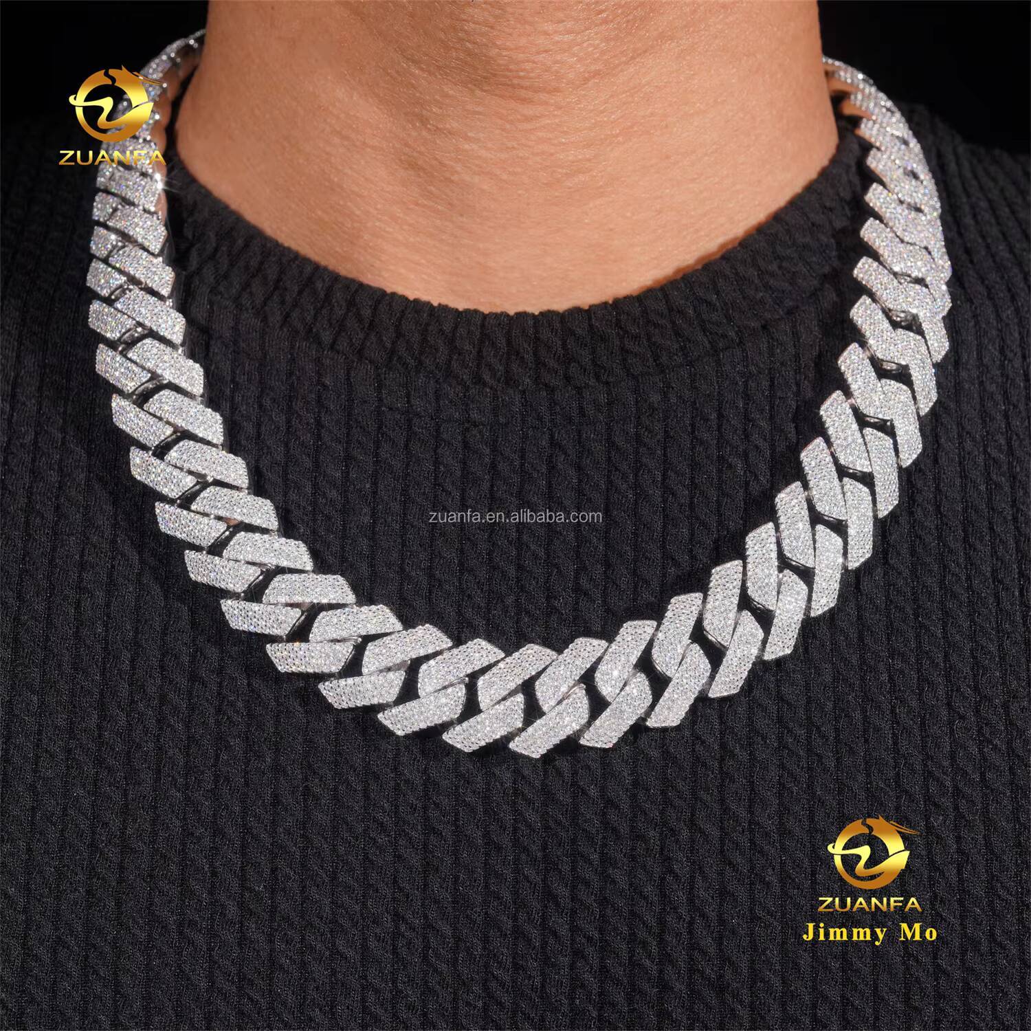 Customized Rapper High End Heavy 925 Solid Silver 20mm Big Guy 4Rows Iced Out Hip Hop VVS1 Moissanite Diamond Miami Cuban Link