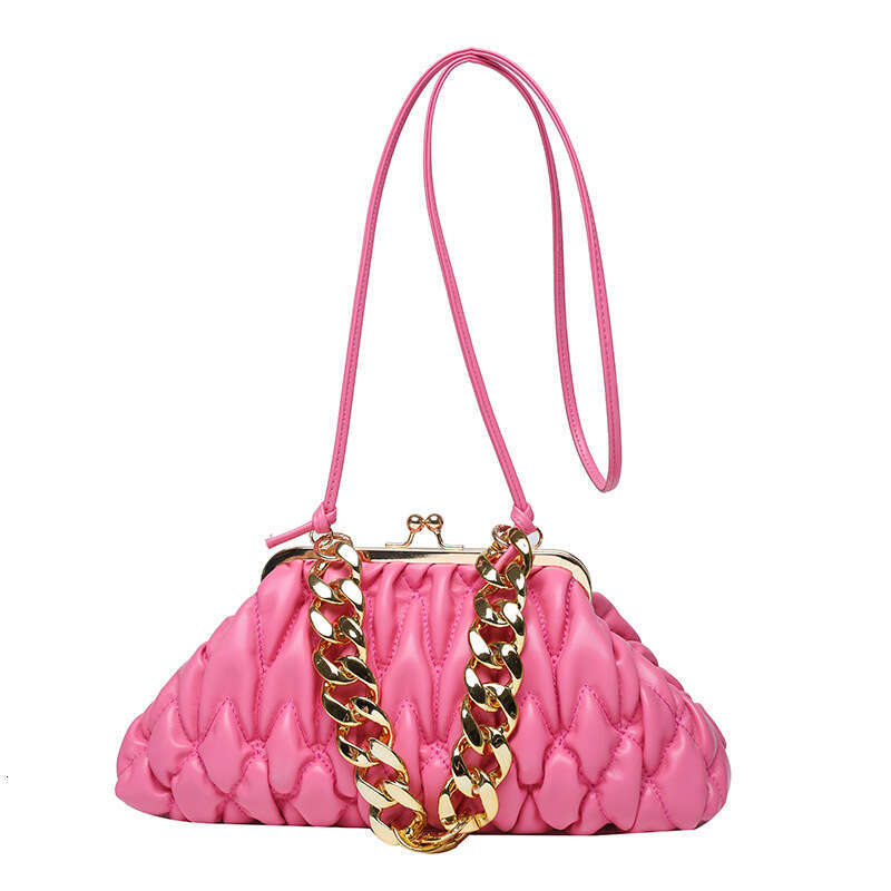 New Fashion Trend Pleated Embroidery Fresh Women's Chain Shoulder Bag Simple Versatile
