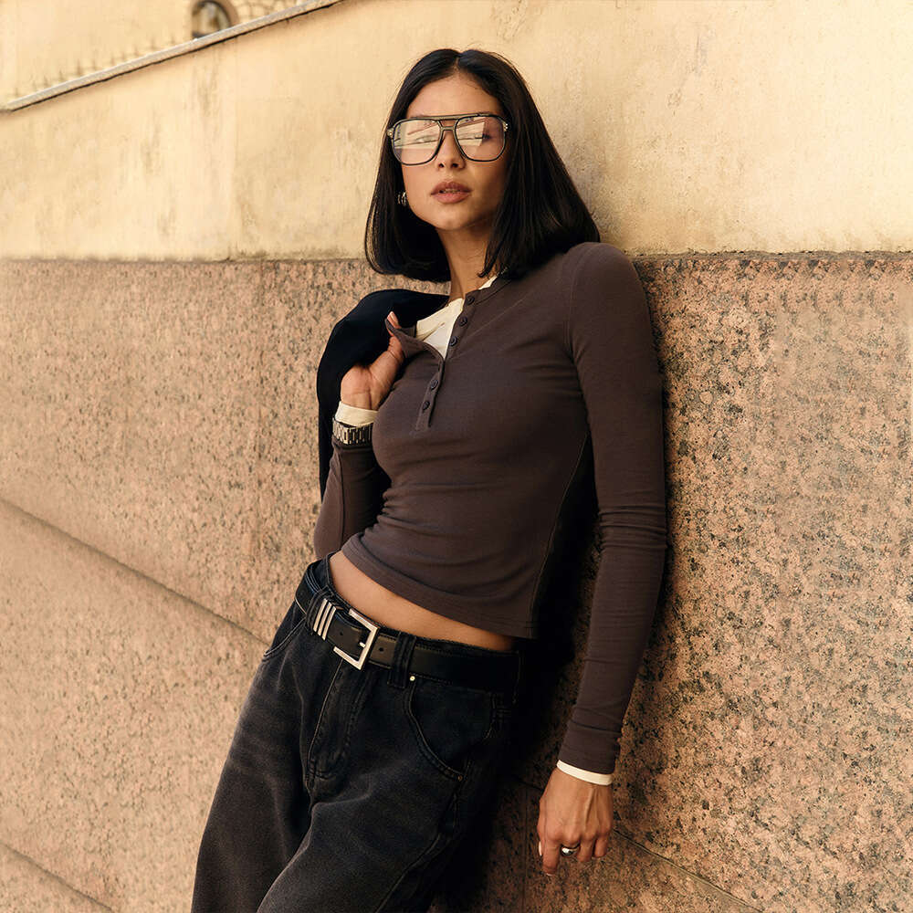 Solid Color For Women Winter New Versatile Casual Slim Fit Round Neck Long Sleeve T-Shirt B5