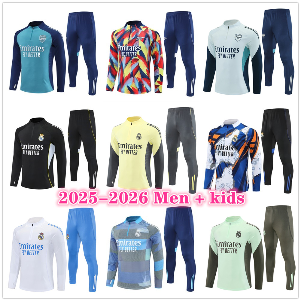 2025 2026 Arsen Madrids soccer tracksuit Men and kids 24 25 26 football tracksuit training suit jogging kits chandal futbol Survetement Foot