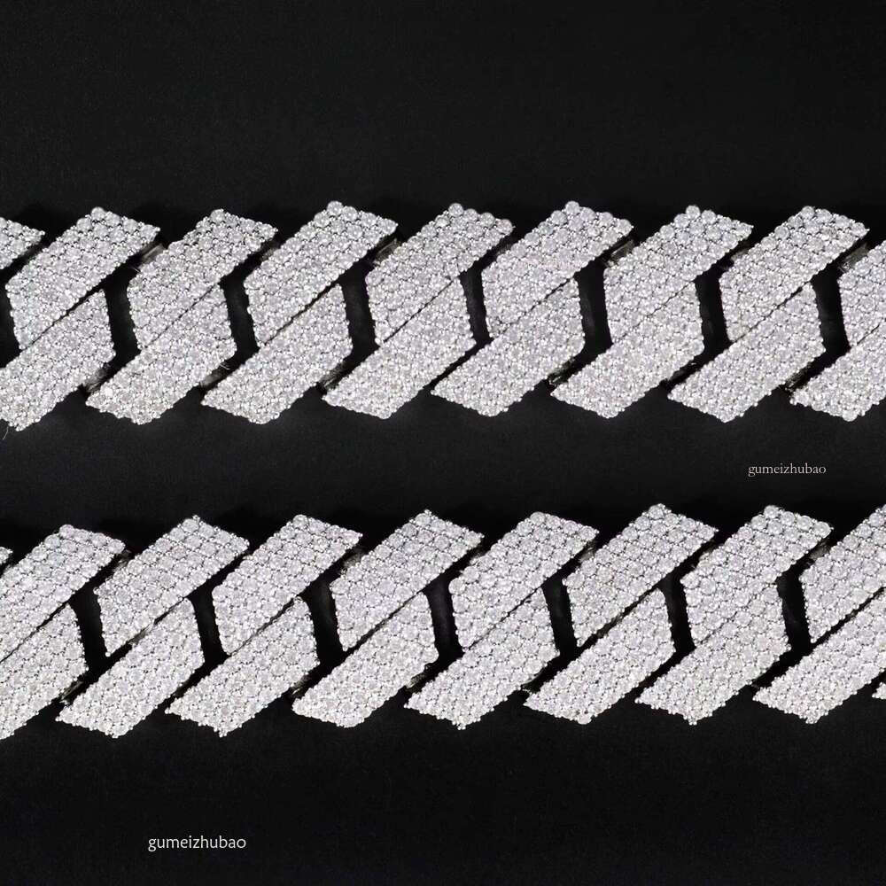 100% dia Designer necklacetestIced Out 4 Row 16mm VVS Silicon Stone Miami Cuban Chain Link Pass Tester GRA Hip Hop Sterling Sier Bracelet