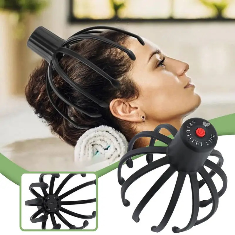 Octopus Electric Scalp Massager 360 Degree Stress Relief Head Massager Portable Hands Free Therapeutic Head Scratcher 250716