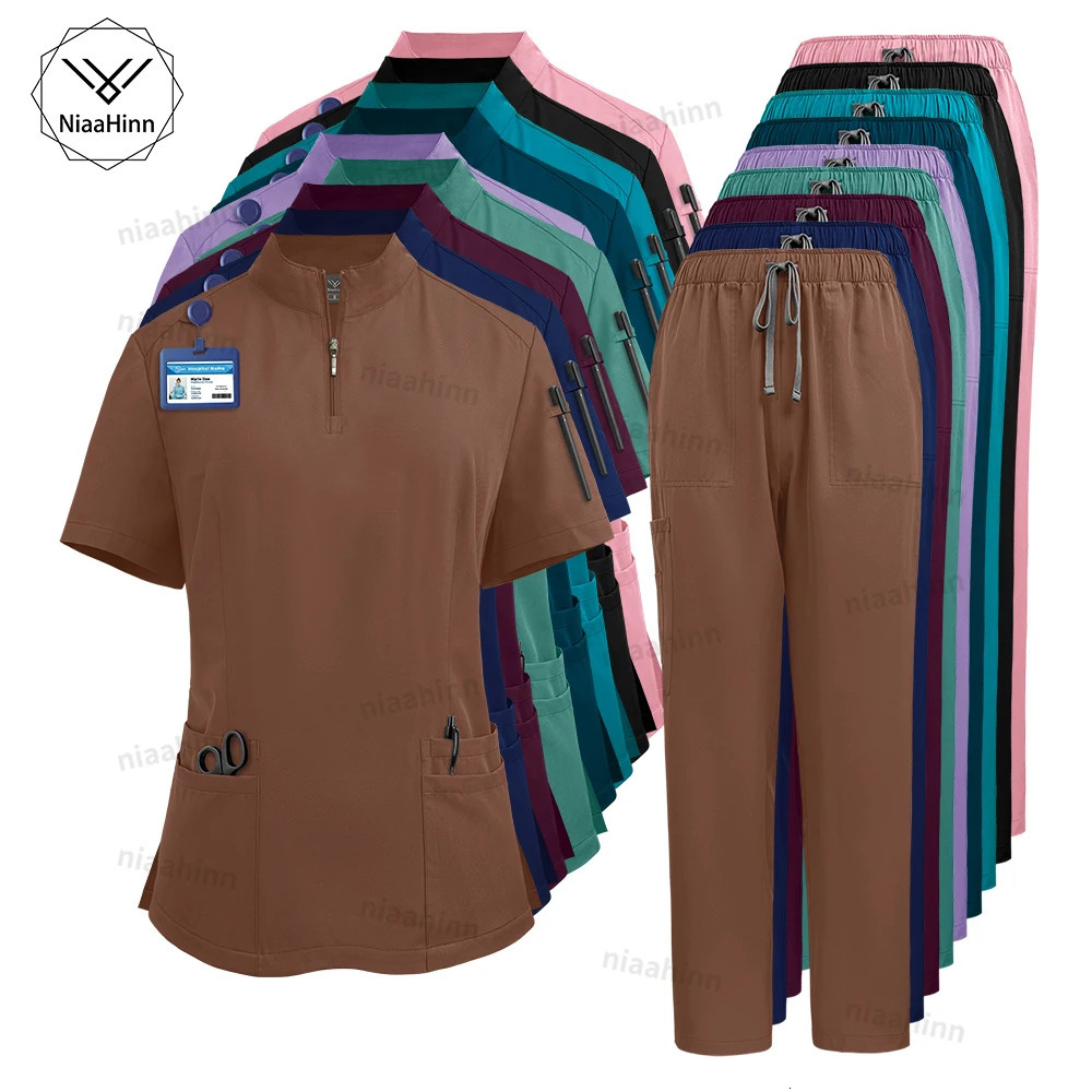 Niaahinn Scrub Uniforms Clothing for Women Sell Multi-color Veterinary Pet Hospital Dental Clinic Work Wear 250715